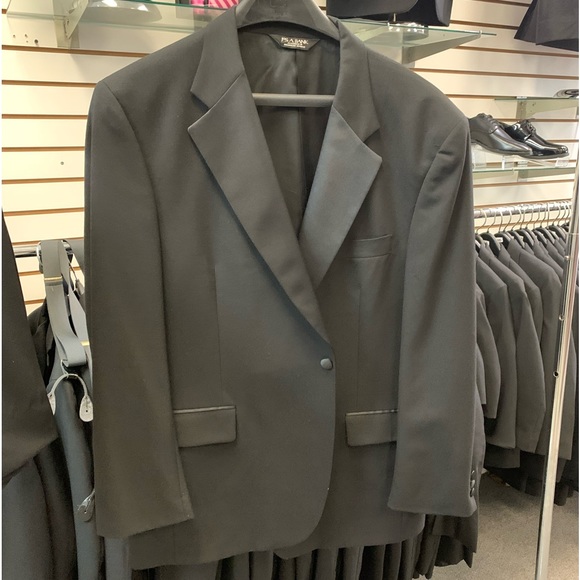 Vintage Black Tuxedo with Pleated Pants and Leather end Suspenders